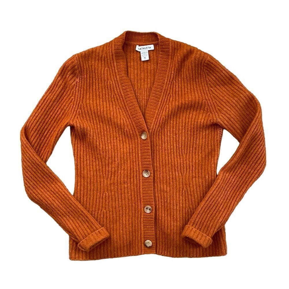 ATHLETA Layover Cardigan Wool Blend Sweater Orange Size XS